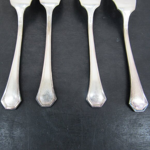 Reed & Barton Pompeian Greek Key & Scrollwork Design Salad Forks Lot of 4 Vntg - Picture 7 of 10